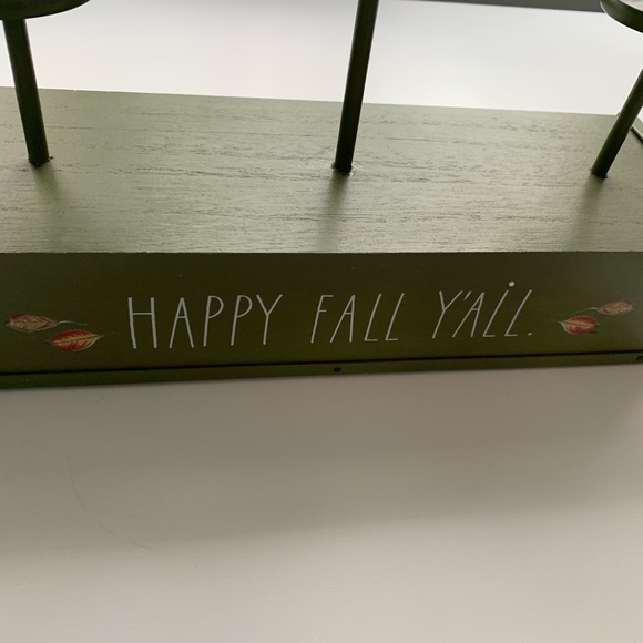 Rae Dunn Happy Fall Y’all green wooden block candlestick holder stand decor - Picture 3 of 10